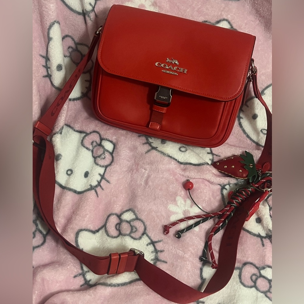 Coach Red Pace Crossbody Handbag Buckle